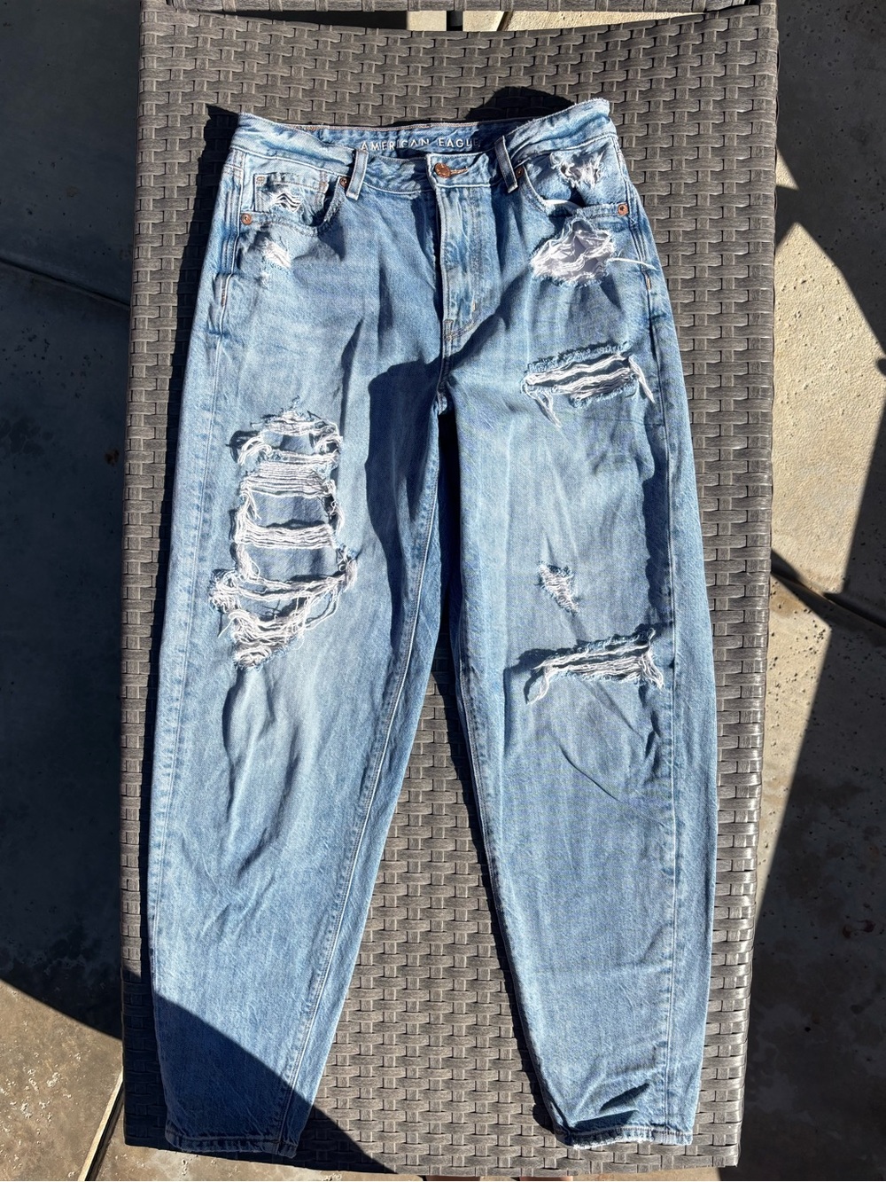 Distressed Light Blue American Eagle Ripped Jeans